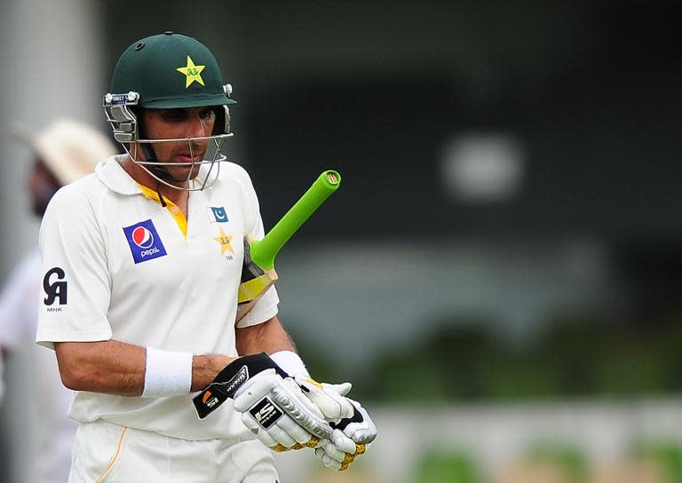 Pakistan captain Misbah-ul Haq during the second day of the second Test against Sri Lanka in Colombo on August 15, 2014