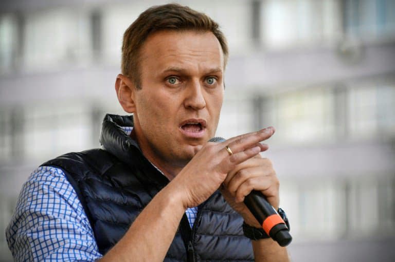 L'opposant russe Alexeï Navalny lors d'un rassemblement à Moscou en avril 2018. - Alexander NEMENOV © 2019 AFP