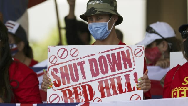 Protestors rallying for the shutdown of Red Hill