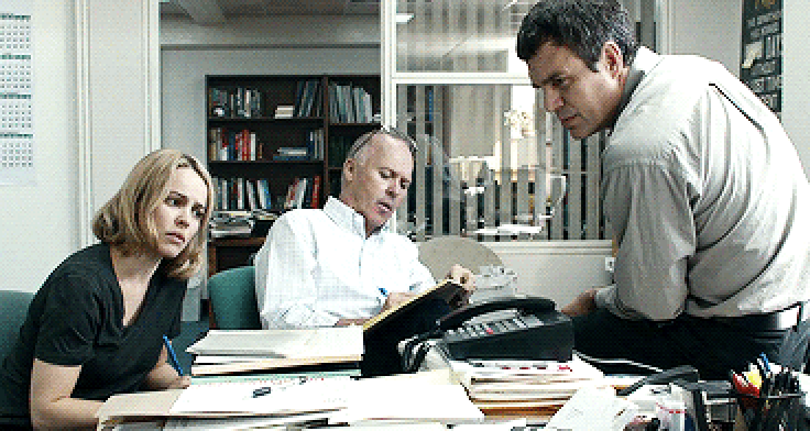 Rachel McAdams, Michael Keaton, and Mark Ruffalo in "Spotlight"