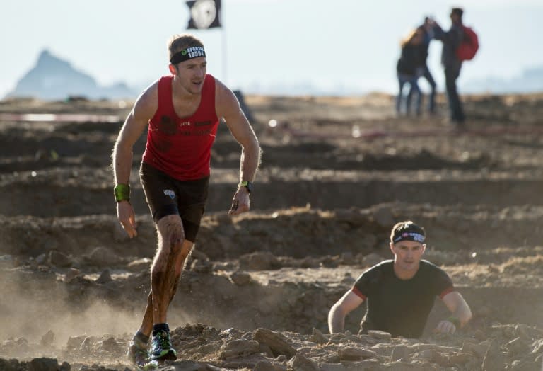 British champion obstacle course racer Jonathan Albon competes in the Spartan World Championship in California in September 2018