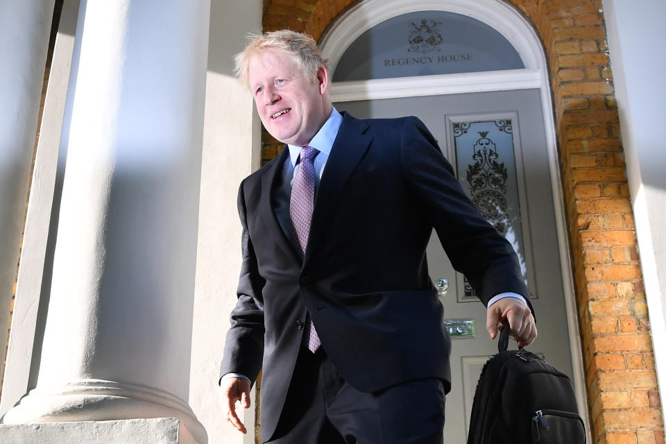 Conservative MP Boris Johnson leaves his home in London on June 18, 2019. - The six contenders left in the race to replace Theresa May as Britain's prime minister are scrambling for votes as the second ballot of the 313 Conservative MPs takes place today. (Photo by Ben STANSALL / AFP)        (Photo credit should read BEN STANSALL/AFP/Getty Images)