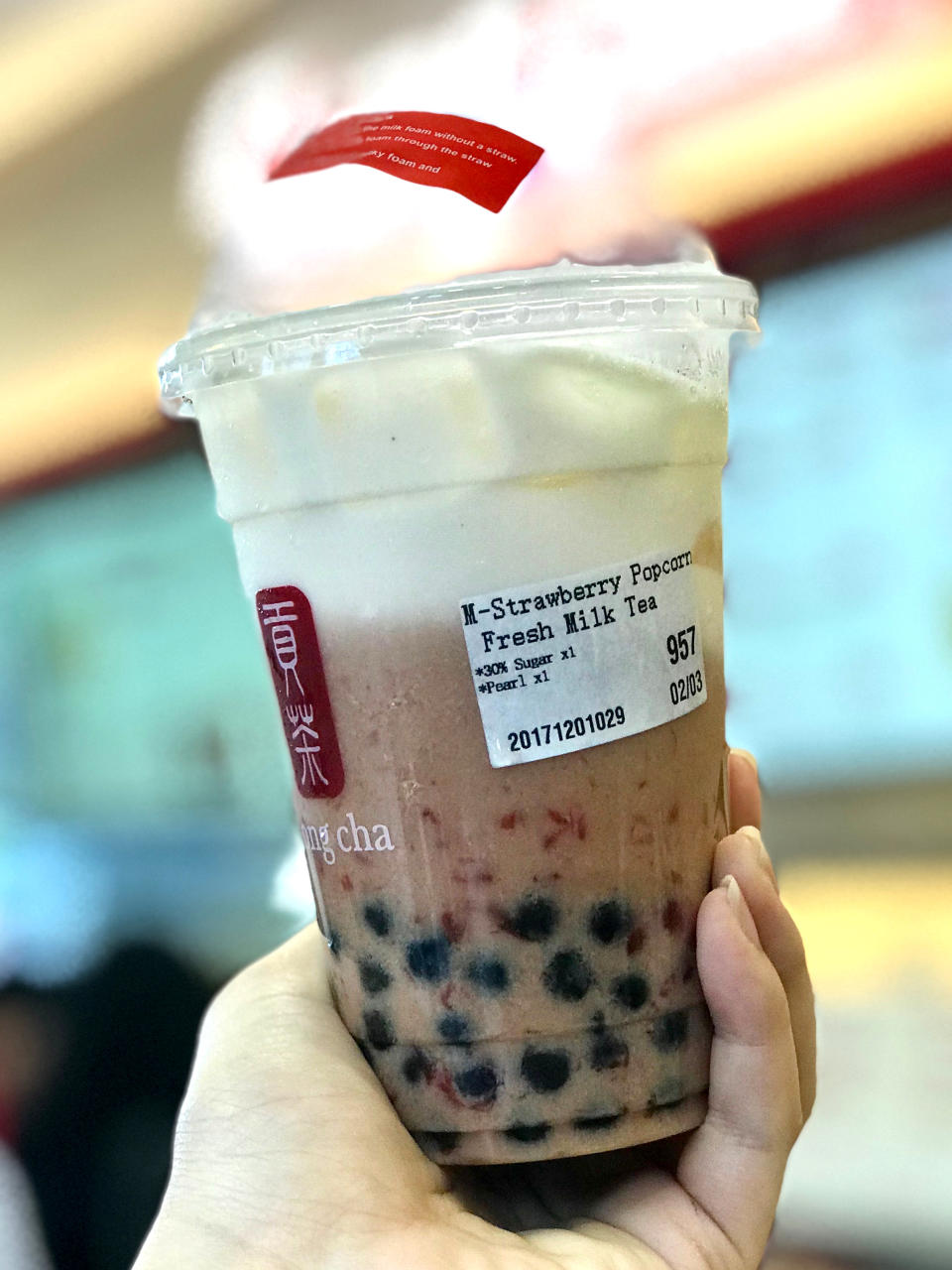 Strawberry Popcorn Fresh Milk Tea from Gong Cha (Photo: Yahoo Lifestyle Singapore)