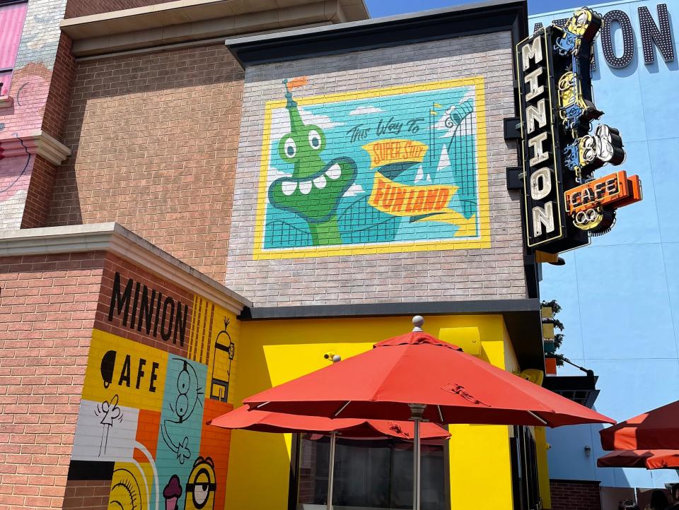 exterior shot of minion cafe at universal hollywood