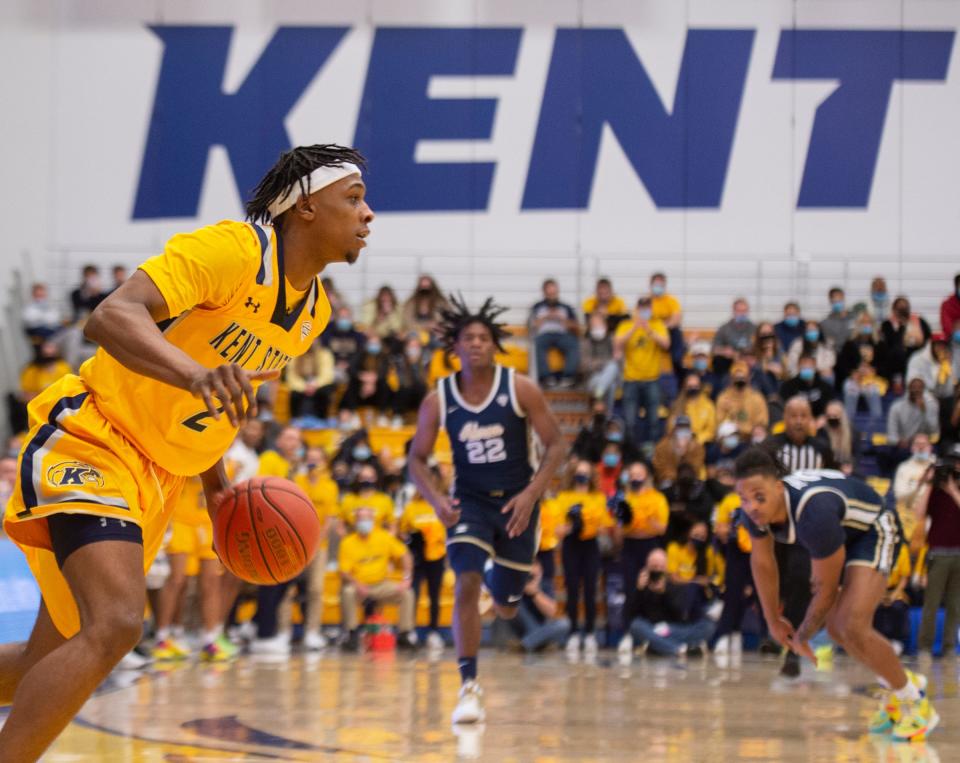 Junior guard Malique Jacobs scored 17 points in Kent State's victory at Eastern Michigan on Tuesday.