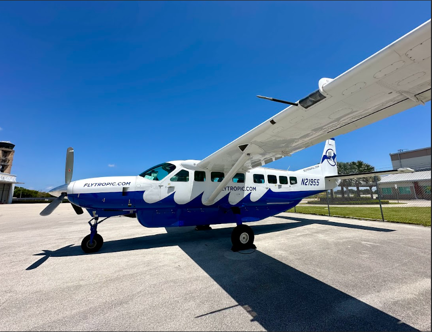 A Tropic Ocean Airways nine-seater is now providing service from Palm Beach International Airport PBI to Abacos in the Bahamas.