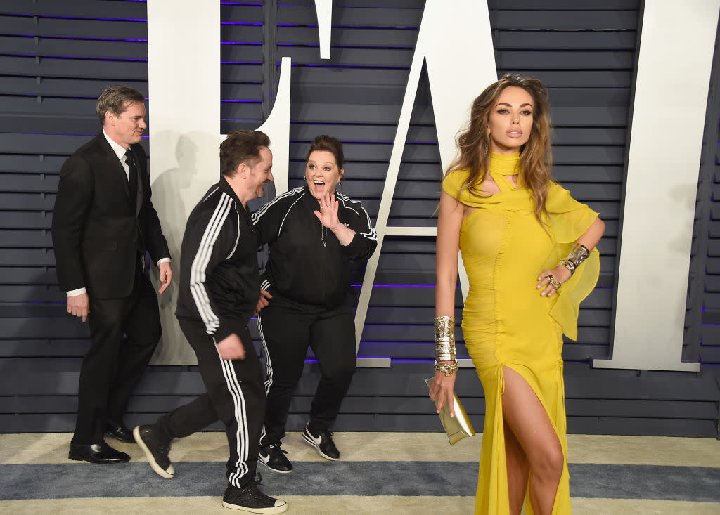 Melissa McCarthy and husband Ben Falcone won fashion at the Vanity Fair after party [Photo: Getty]