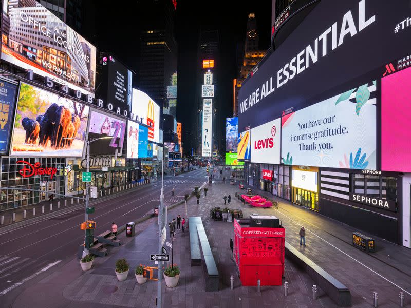 FOTO DE ARCHIVO. Calles relativamente vacías en Times Square, Nueva York