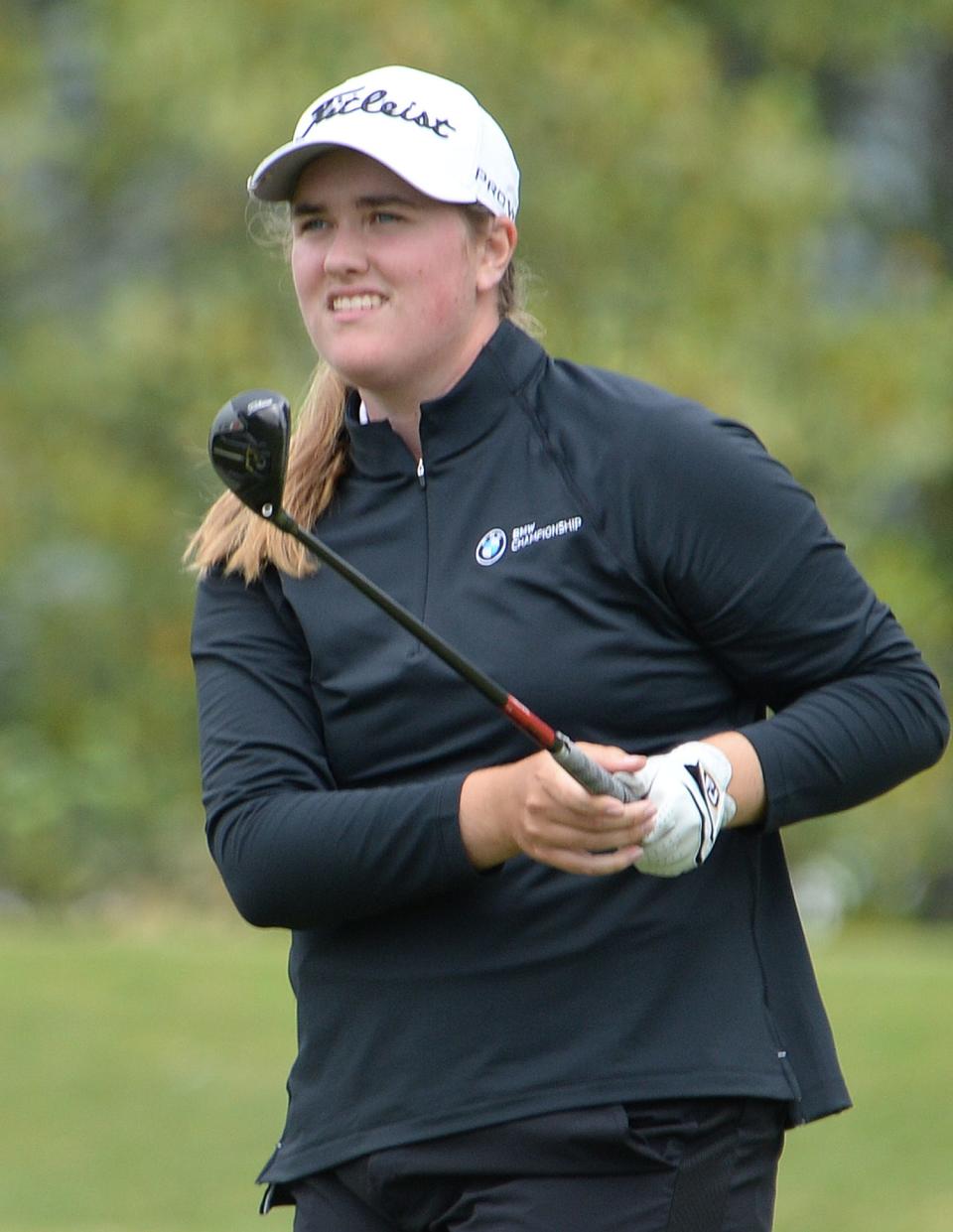 Tower Hill's Avery McCrery watches her tee shot on the 12th hole Wednesday at the DIAA Golf Tournament at Baywood Greens Golf Club in Long Neck. The sophomore shot a 65 to win the girls title at 8-under-par 136.