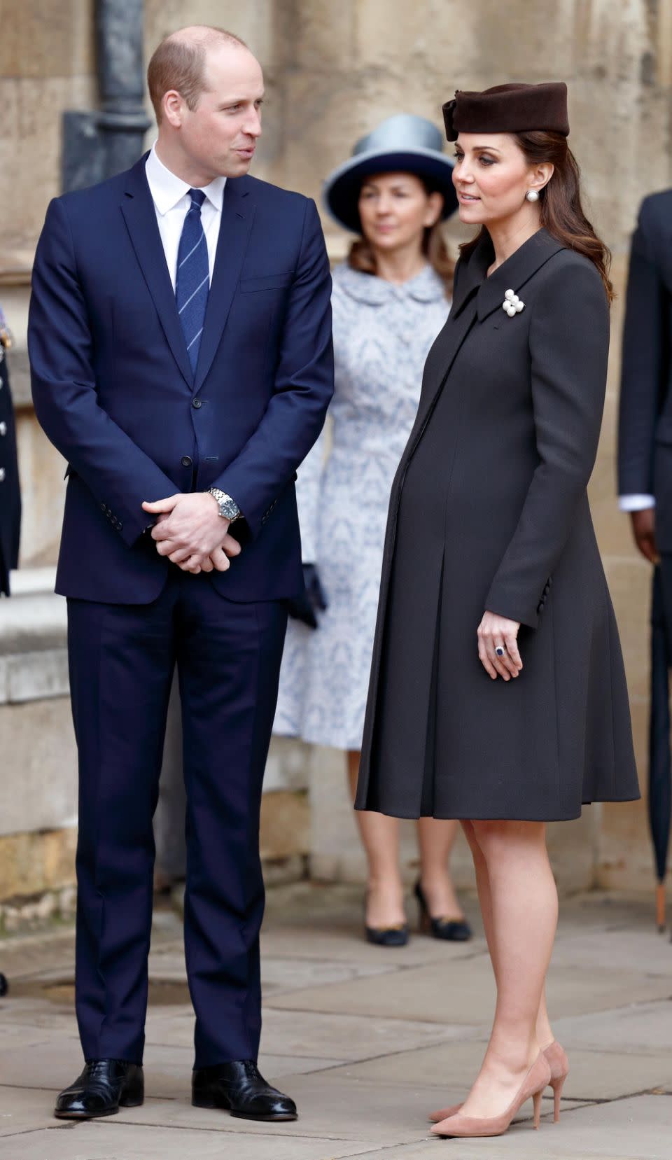 A heavily pregnant Kate Middleton arrived with Prince William. Photo: Getty Images