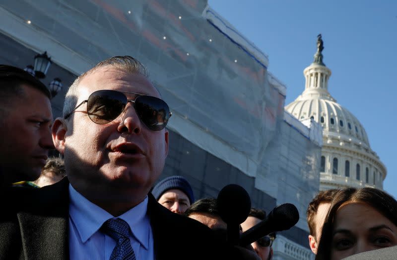 Lev Parnas walks outside the U.S. Capitol in Washington