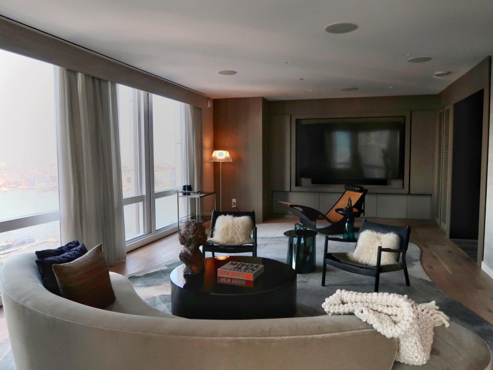 The penthouse's spacious living room.