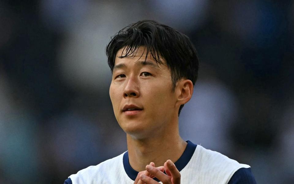 Working hard: Heung-min Son is unlikely to be fit for Tottenham’s trip to Brighton in the Premier League (AFP via Getty Images)