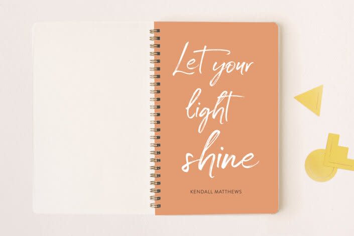 let your light shine orange front journal