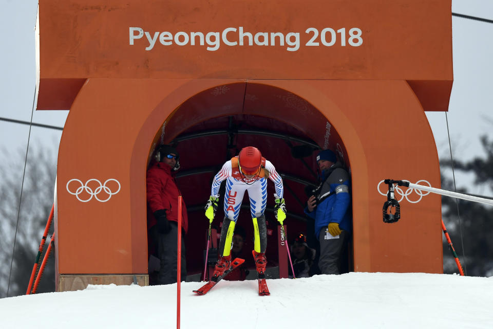 <p>Mikaela Shiffrin of USA in action during the Alpine Skiing Women’s Combined at Jeongseon Alpine Centre on February 22, 2018 in Pyeongchang-gun, South Korea. (Photo by Alain Grosclaude/Agence Zoom/Getty Images) </p>