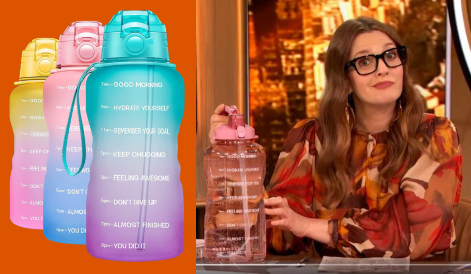 motivational water bottles and Drew Barrymore