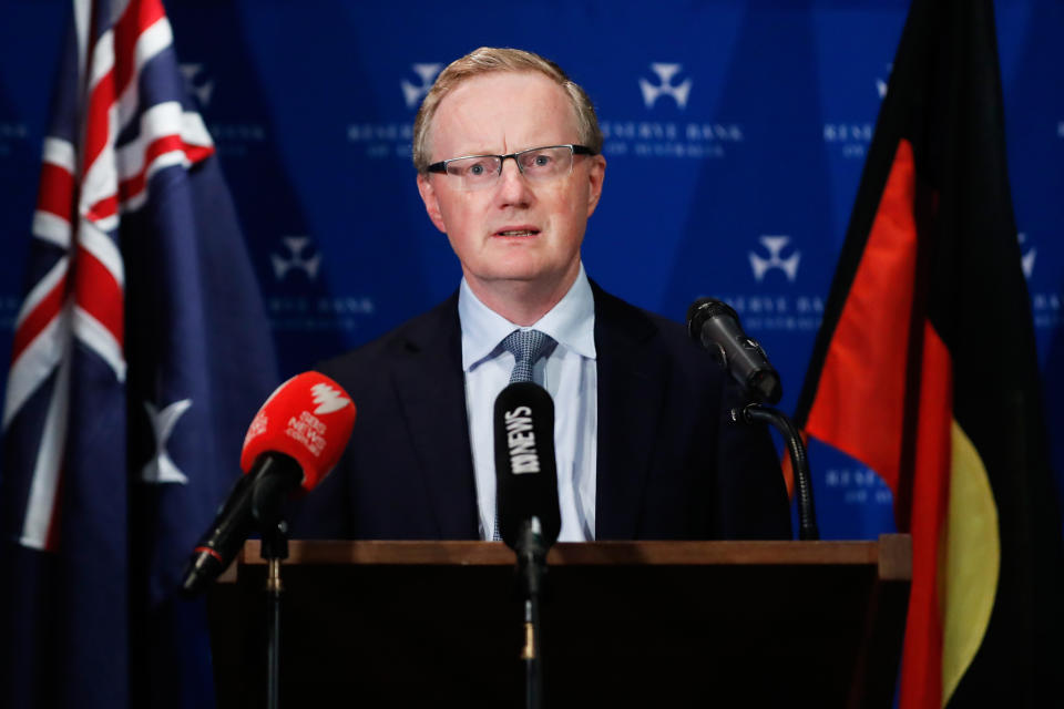 SYDNEY, AUSTRALIA - MARCH 19: Governor of the Reserve Bank of Australia, Philip Lowe, makes a speech on March 19, 2020 in Sydney, Australia. The Reserve Bank of Australia has cut official interest rates to a record low of 0.25% in a bid to protect the economy from the financial fallout of the global COVID-19 pandemic.  (Photo by Brendon Thorne/Getty Images)