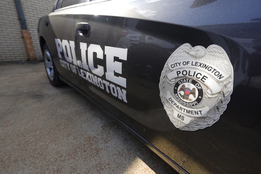 A Lexington, Miss., police cruiser is parked outside their facility near the town square, Monday, Aug. 15, 2022. (AP Photo/Rogelio V. Solis, File)