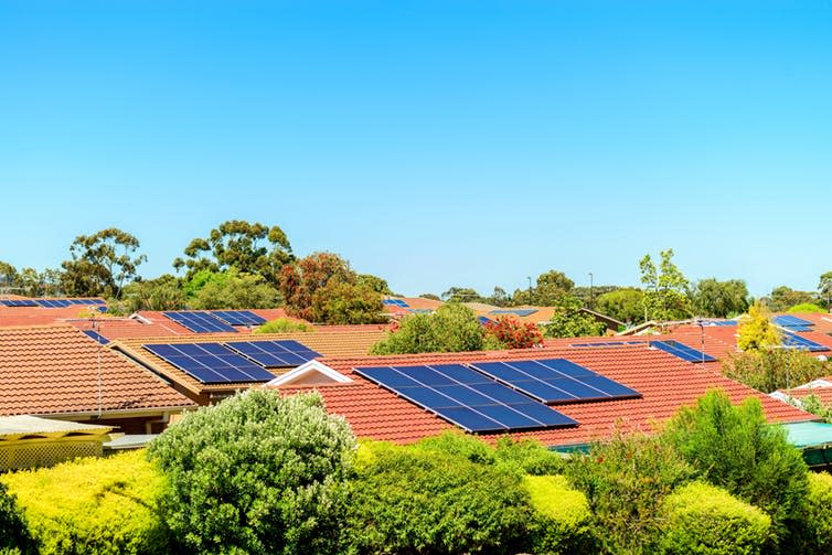 <span class="caption">Rooftop solar can patch gaps in energy grid supply but its output is hard to measure.</span> <span class="attribution"><a class="link " href="https://www.shutterstock.com/image-photo/solar-panels-installed-on-roof-south-513272902?src=4e1vvYzLsTOhB4Upz8W5qw-1-6" rel="nofollow noopener" target="_blank" data-ylk="slk:www.shutterstock.com;elm:context_link;itc:0;sec:content-canvas">www.shutterstock.com</a></span>