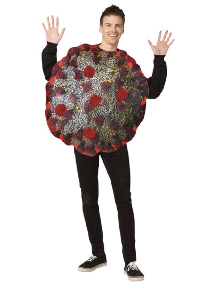 man in COVID virus costume