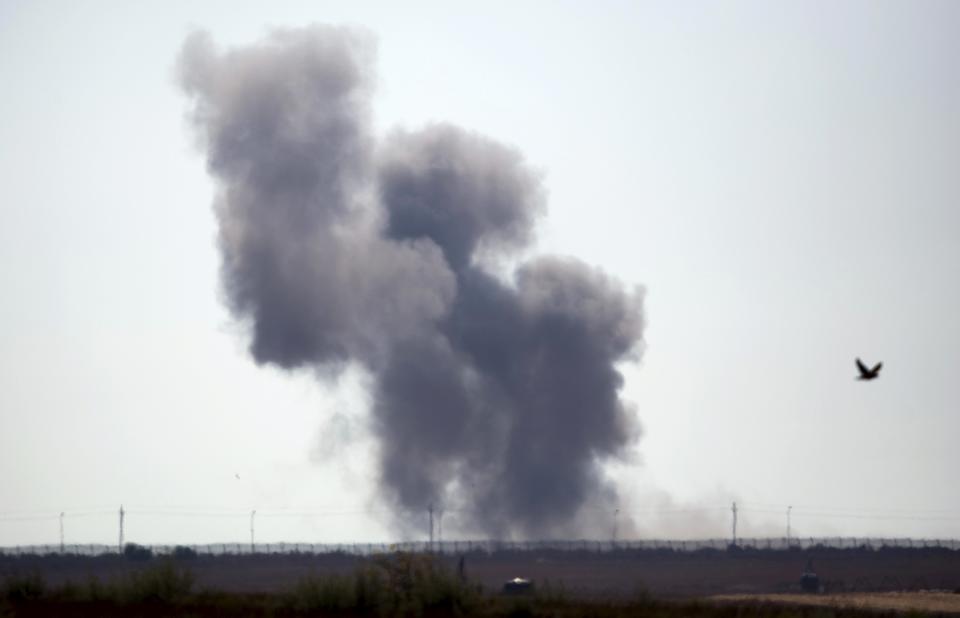 Smoke rises in Egypt's North Sinai along the border with southern Israel