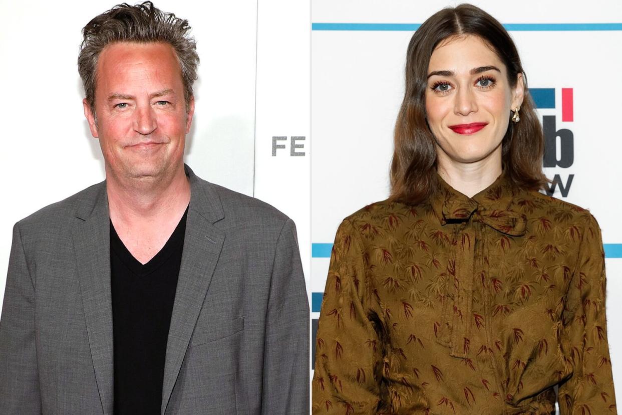 Matthew Perry attends the premiere of "The Circle" during the 2017 Tribeca Film Festival at Borough of Manhattan Community College on April 26, 2017 in New York City. (Photo by Taylor Hill/Getty Images); Lizzy Caplan visit’s 'The IMDb Show' on November 21, 2019 in Santa Monica, California. This episode of 'The IMDb Show' airs on December 12, 2019. (Photo by Rich Polk/Getty Images for IMDb)