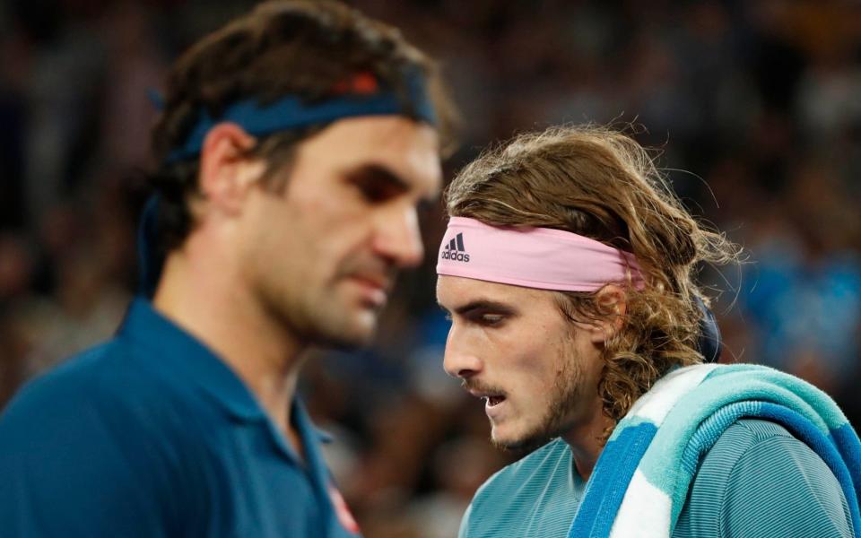 Stefanos Tsitsipas made his first grand slam quarter-final with a stunning victory over Roger Federer - REUTERS