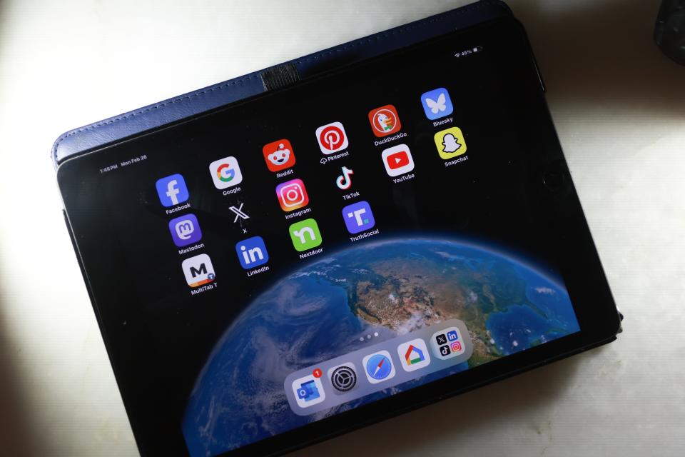 In this photo illustration, social media apps are displayed on an iPad on February 26, 2024, in Miami, Florida.
