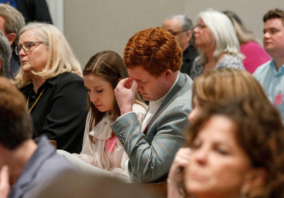 Buster Murdaugh, the son of Alex Murdaugh listens to testimony given by his father at the Colleton County Courthouse in Walterboro, Thursday, Feb. 23, 2023. Grace Beahm Alford/The Post and Courier/Pool
