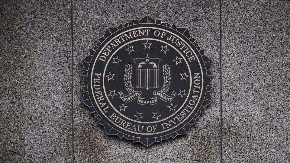 PHOTO: In this Feb. 2, 2018 file photo, the Federal Bureau of Investigation seal is displayed outside FBI headquarters in Washington. (T.J. Kirkpatrick/Bloomberg via Getty Images, FILE)