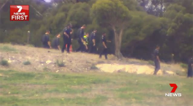 Police raid the man's Meningie property. Picture: 7 News