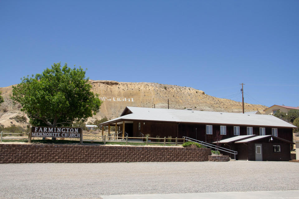 This undated photo provided by Erica Sauder shows the Farmington Mennonite Church outside Farmington, N.M. Authorities say Sasha Krause disappeared from the church community in January 2020. Her body was found more than a month later in the forest outside Flagstaff, Ariz. (Erica Sauder via AP)