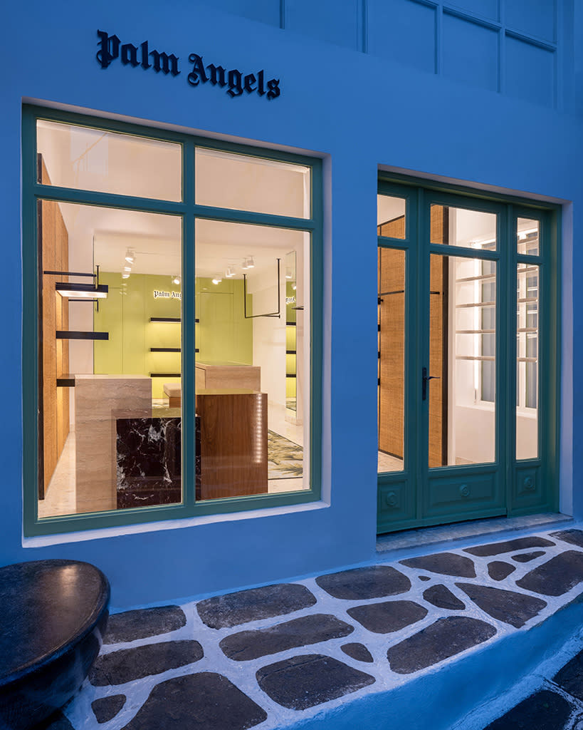 The exterior of Palm Angels’ new store in Mykonos - Credit: Courtesy of Palm Angels