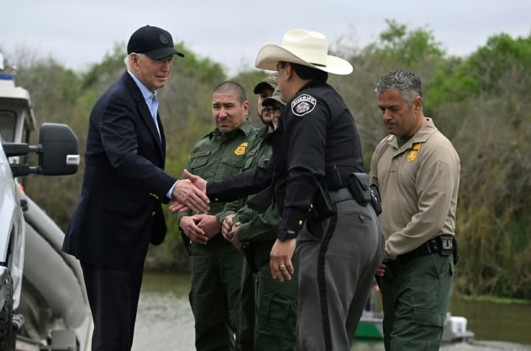 Joe Biden en visite à la frontière sud des Etats-Unis, à Brownsville au Texas, le 29 février 2024 (Jim WATSON)