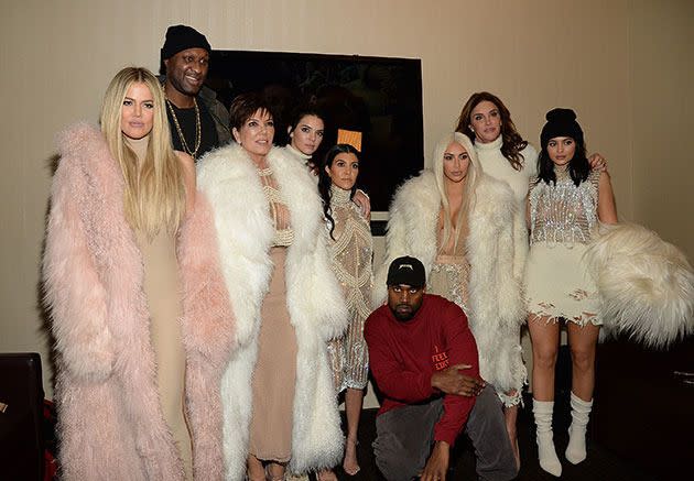 The whole Kardashian/Jenner clan were there to support Kanye at the event. Photo: Getty Images