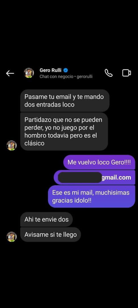 La respuesta de Gerónimo Rulli, quien le envió dos entradas a Julián e Ignacio