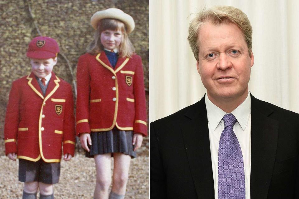 <p>courtesy Lord Charles Spencer; Amanda Edwards/WireImage</p> Charles Spencer and Princess Diana as children; Charles Spencer in 2015