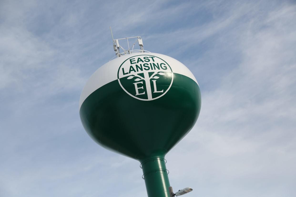 A City of East Lansing water tower seen Wednesday, Dec. 28, 2022.