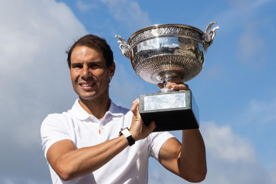 Rafa Nadal, pictured here posing with his trophy after winning the French Open.
