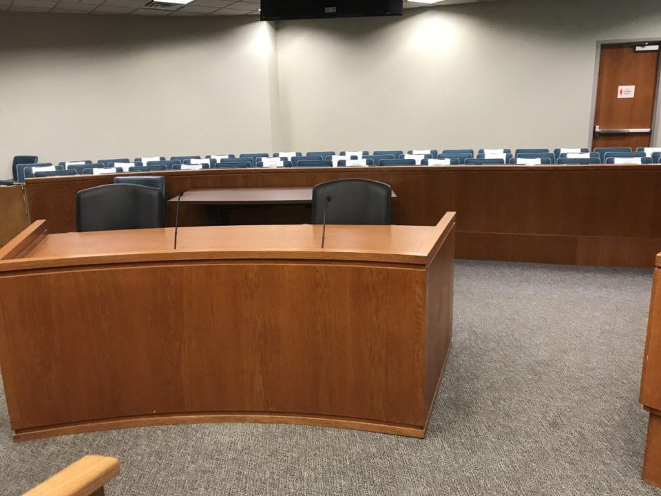 File picture of inside one of the many courtrooms at the Marion County Judicial Center