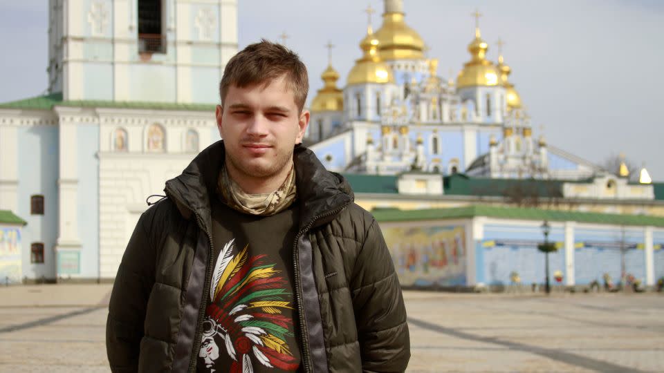 Bohdan Yermokhin, 18, in central Kyiv. - Ivana Kottasova/CNN