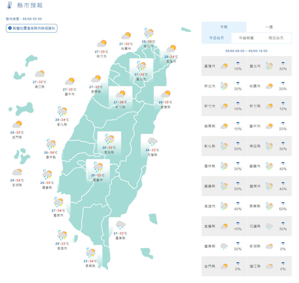 天氣概況。（圖／中央氣象局）