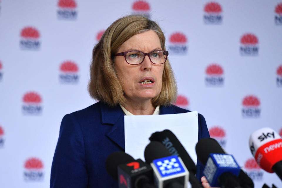 Dr Kerry Chant, the NSW Chief Health Officer, speaks to media.