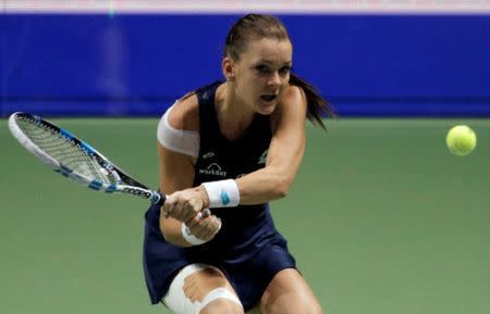 Tennis - BNP Paribas WTA Finals - Singapore Indoor Stadium, Singapore Sports Hub - 31/10/15 Poland's Agnieszka Radwanska in action during the semi final match Action Images via Reuters / Jeremy Lee