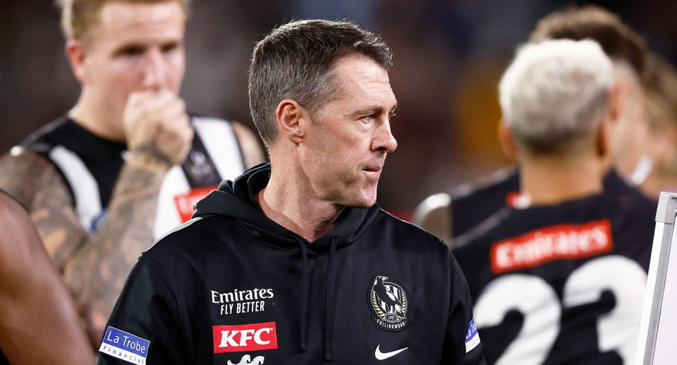 Craig McRae looks on during a Collingwood game in the AFL in 2024. Pic: Getty 