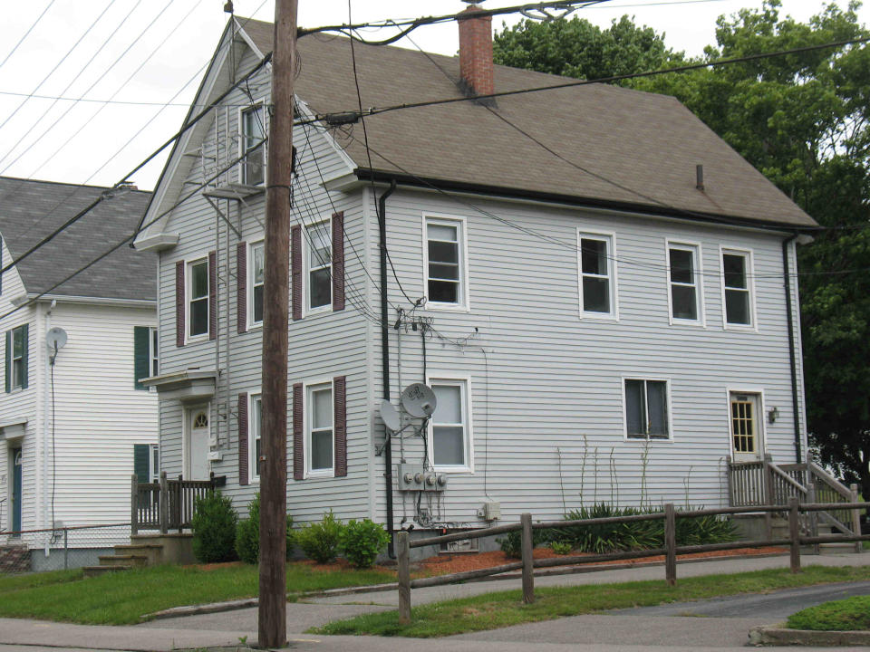 Undated photo of 415 Danforth St., Taunton, but taken before the Thursday, June 23, 2022 electrocution of a man on the fire escape. An antenna he may have been removing is visible above the fire escape.