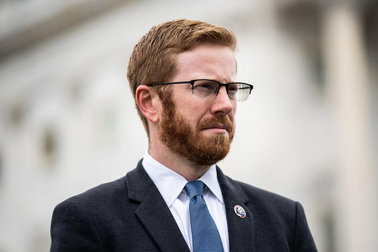 Rep. Peter Meijer, R-Mich., attends a news conference at the Capitol on May 12, 2022. (Bill Clark / CQ-Roll Call via Getty Images file)