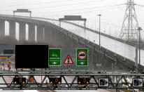 A view of Dartford Bridge in Kent which remains closed due to Storm Dennis. (PA)