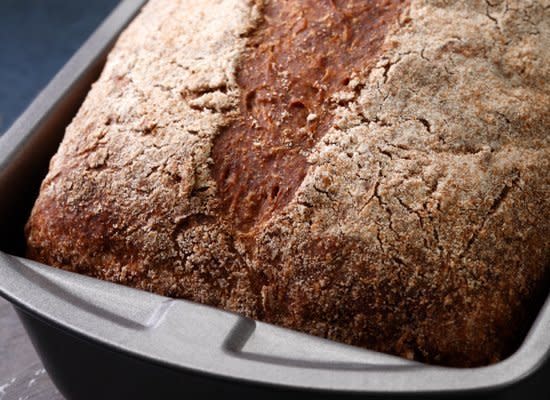 Baking your bread in a loaf pan gives it an even rectangular shape that's perfect for slicing for everyday use. This bread recipe is made from whole-wheat flour and includes cracked wheat and wheat germ for texture and for a boost of whole grain goodness.    <strong>Get the <a href="http://www.huffingtonpost.com/2011/10/27/everyday-whole-wheat-brea_n_1061872.html" target="_hplink">Everyday Whole-Wheat Bread</a> recipe</strong>