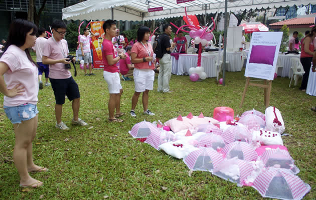 pink dot art installation